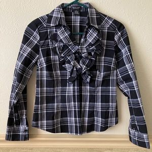 Ruffle button front blouse